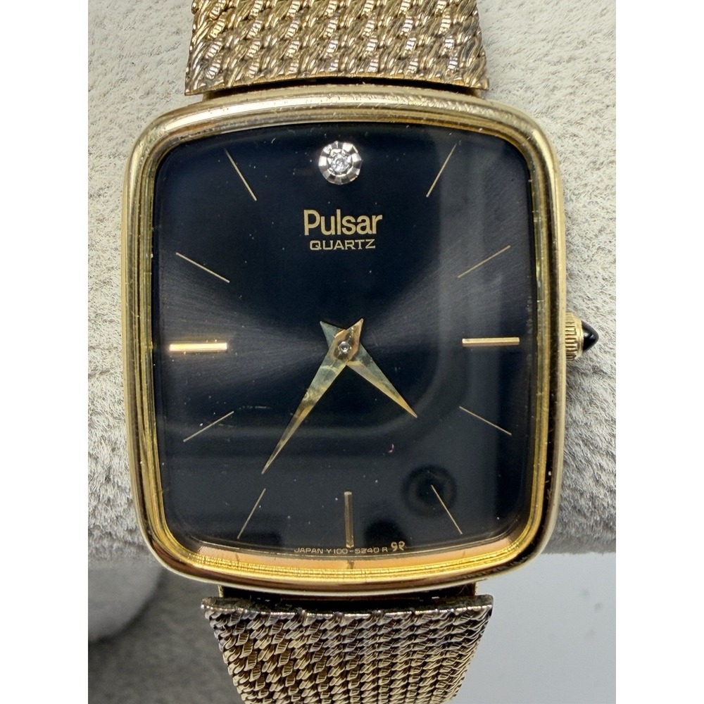 Pulsar Y100-5179 New Battery Mens Watch 26MM 8.5" Vintage Gold Tone